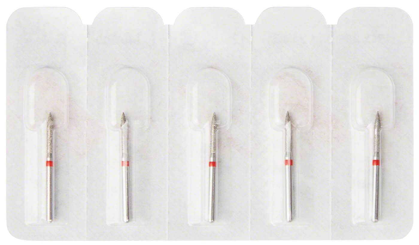 Diamanten 862 5 Stück rot fein, FG, Figur 249 Flamme, 8 mm, ISO 012