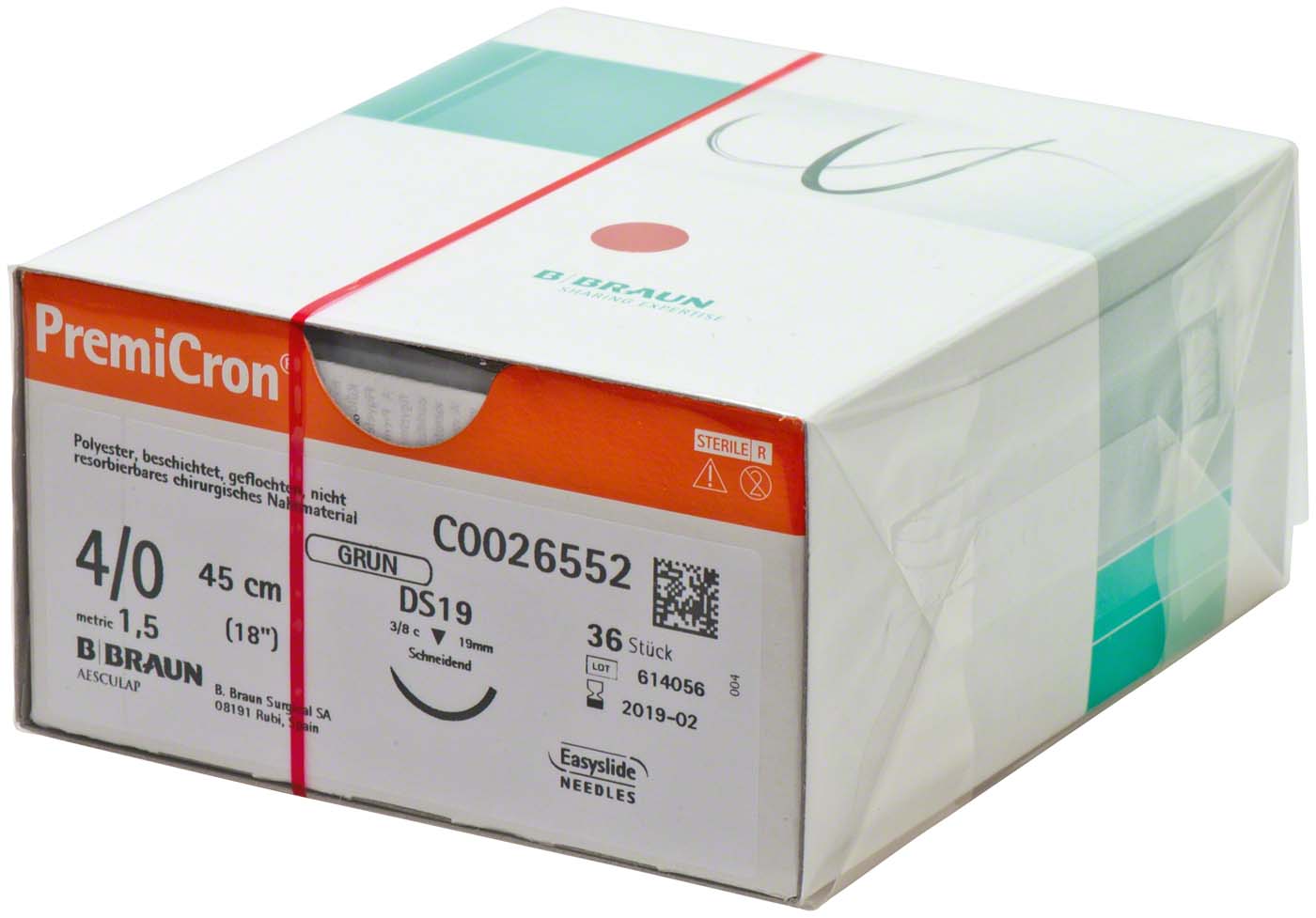 PremiCron® 36 Stück grün DS19, 45 cm, USP4/0